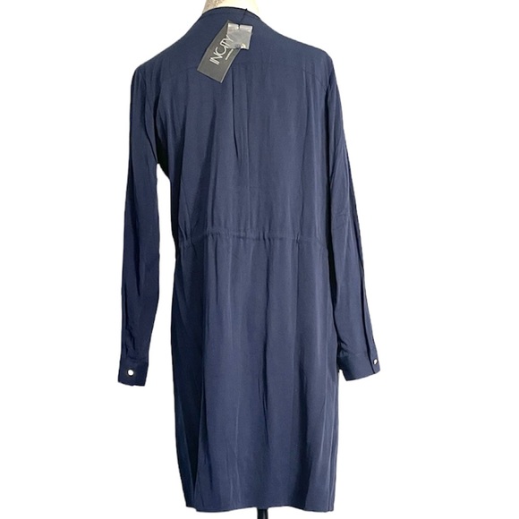 New INCITY dark blue mini rayon dress. Shirt style front closure buttons - Picture 3 of 6